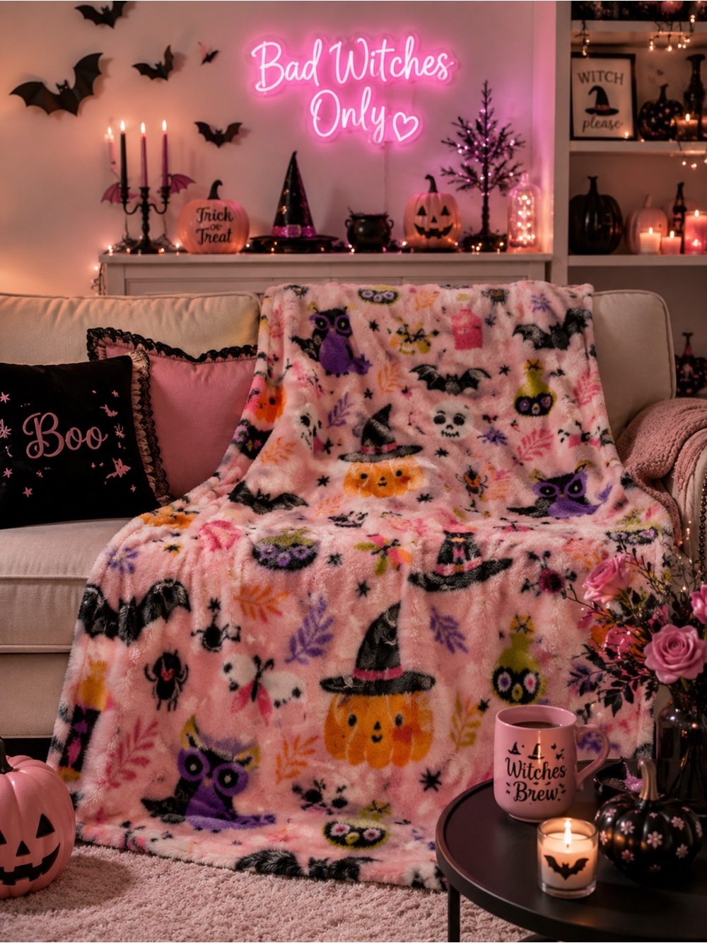 NWT Tik Tok Viral Issac Mizrahi New York Plush Faux Fur Halloween Ghost Blanket